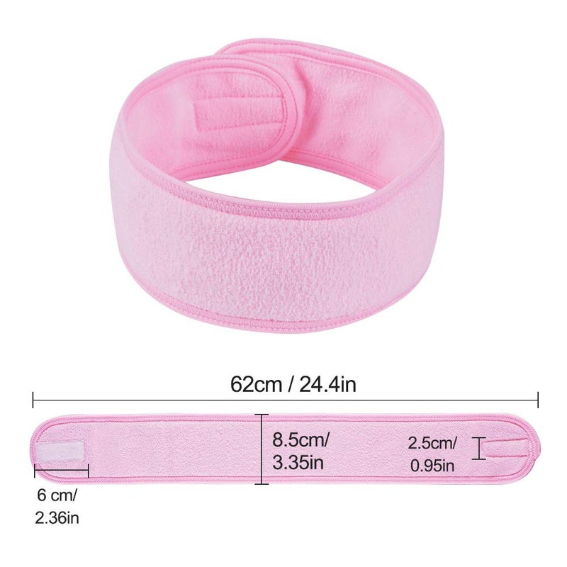 TDHDIKE 4 PCS Facial Spa Headbands(White, Black, Pinkï¼ŒGray)ï¼Œ Makeup Shower Bath Wrap Sport Headband Terry Cloth Stretch Towel with Magic Tape - Image 2